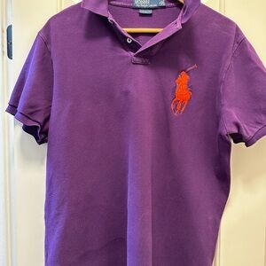 Ralph Lauren Purple Polo Shirt with Orange Embroidery Big Pony